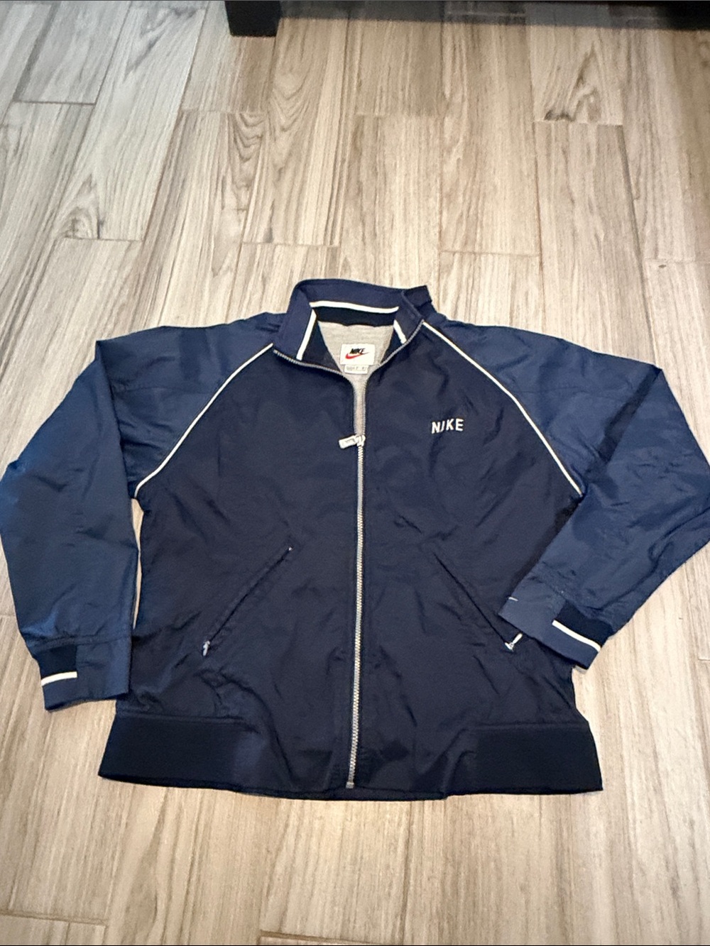 Vintage 90’ Nike Navy & White Women's Full‑Zip Utility Jacket